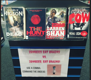 Zombie funny book display 