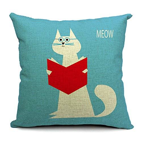 cat reading pillow