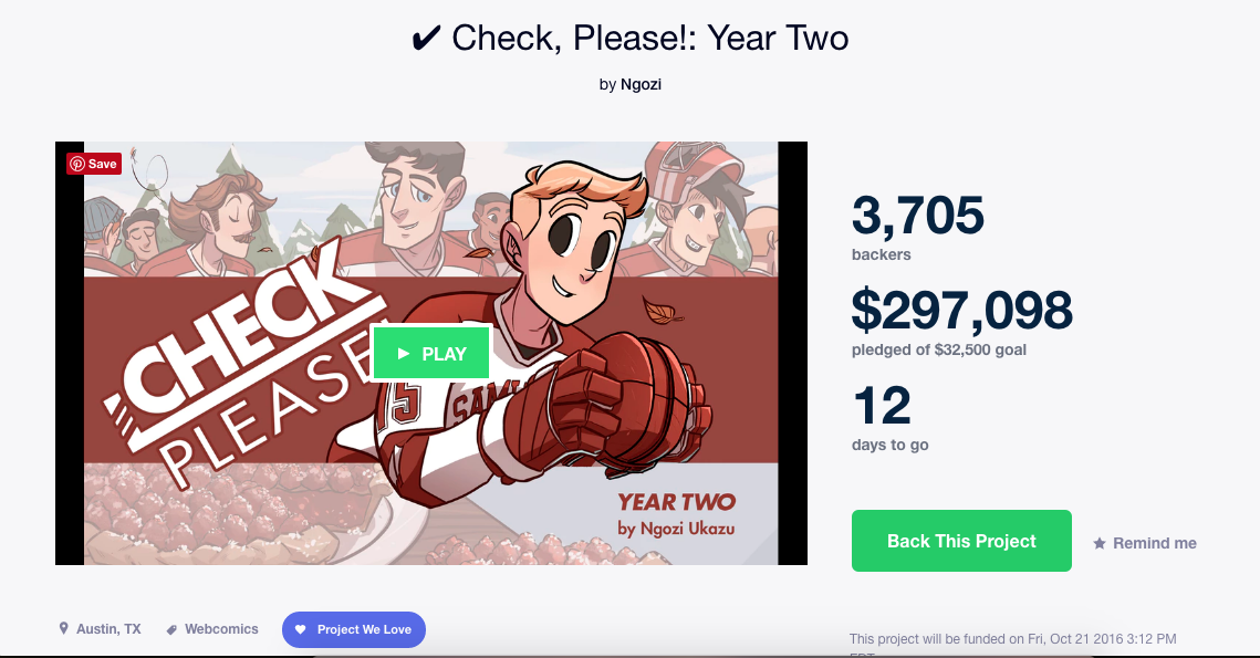 Check, Please! Year Two Kickstarter. Comics. Webcomics. 