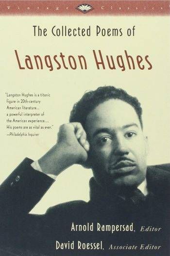 the cover of The Collection Poems of Langston Hughes; photo of the author