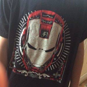 Eight-year-old modeling a Banglafied Iron Man tee.