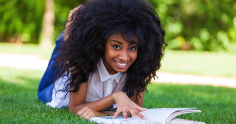 teen girl reading a book