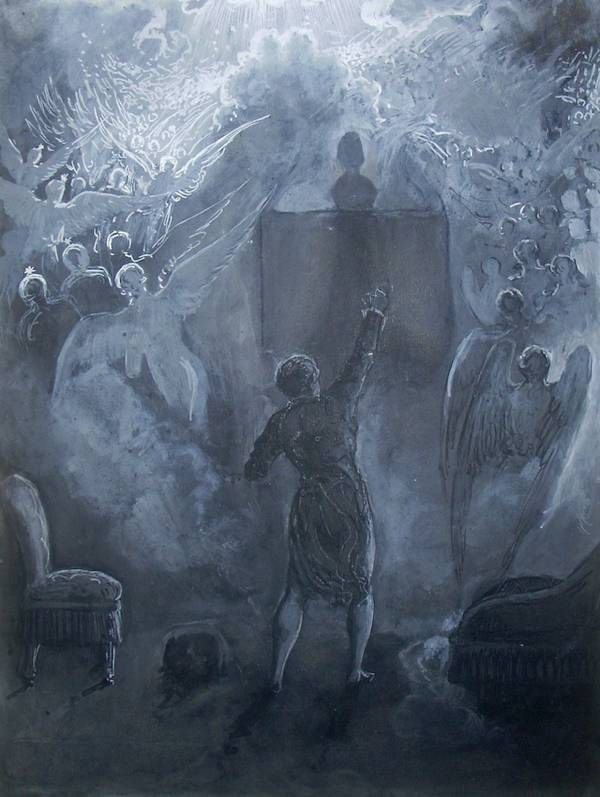 "Wretch, I cried, God hath lent thee" 1883-87 James Carling illustration of The Raven | Bookriot.com