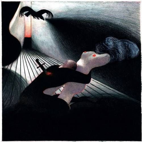 2003 Lorenzo Mattotti illustration of Lou Reed's The Raven | Bookriot.com