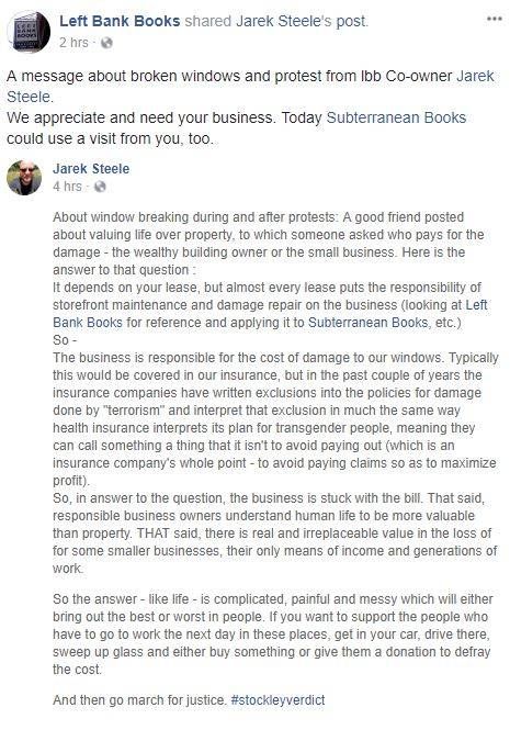 Left Bank Books Damage Statement