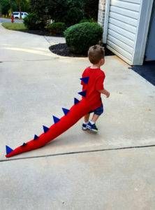 Kids' dragon tail from 9 Bookish Kids' Costumes for Halloween (or Character Day) | BookRiot.com