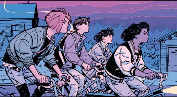 Paper Girls panel from Sci-fi and Fantasy Comics to Cure Your Superhero Hangover | Bookriot.com