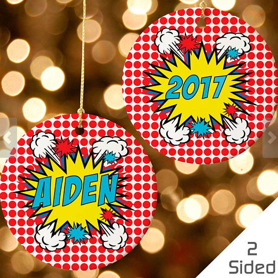 personalized superhero christmas ornaments