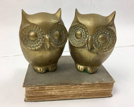 antique owl bookends