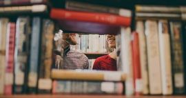 smiling in the library by josh felise