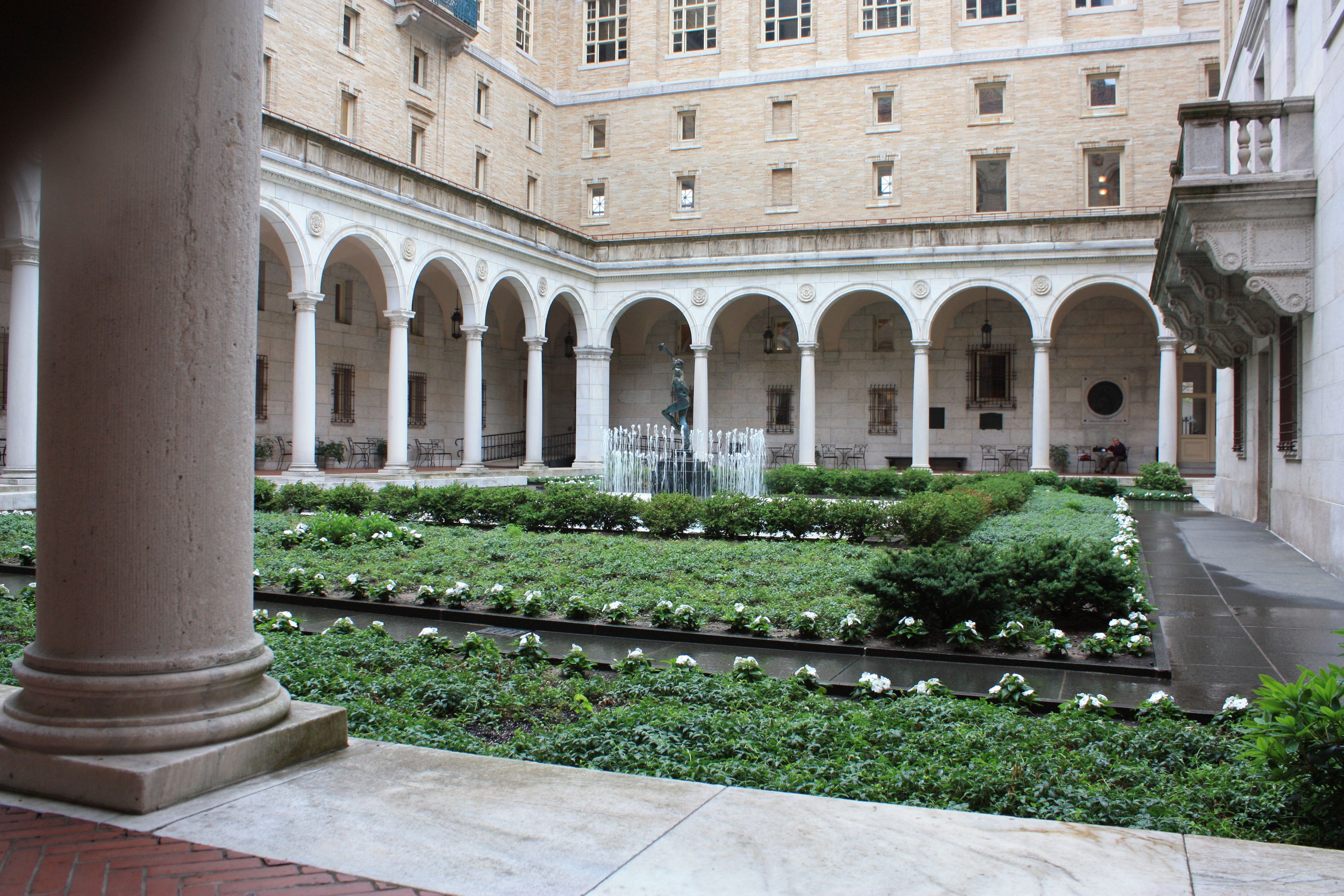 Boston Public Library Courtyard with Fountain. Literary Boston