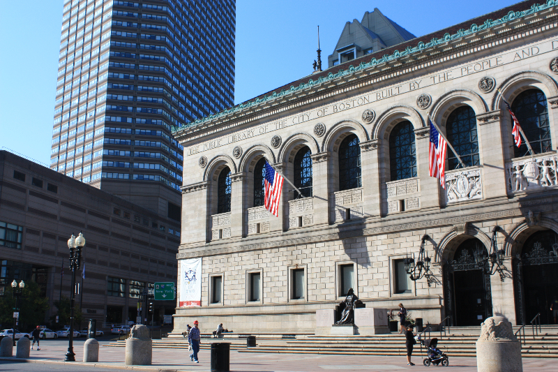 Front of the Boston Public Library. Literary Boston
