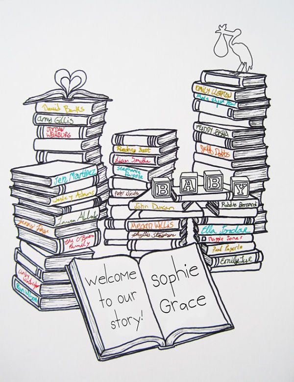 Book Themed Baby Shower: Guest Book Art Print