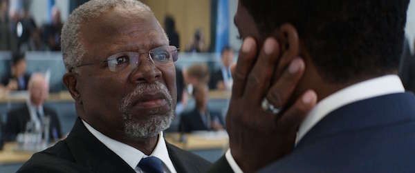 T'Chaka, King of Wakanda, at the UN in the Black Panther movie