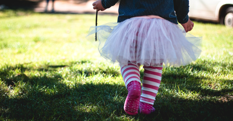 toddler in a tutu springtime