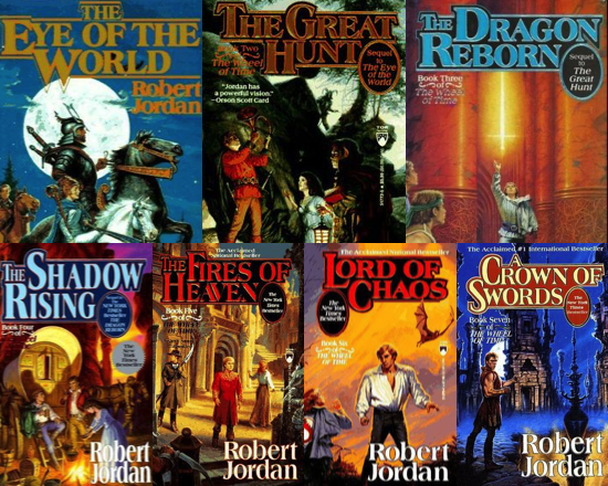 Covers for the first six WHEEL OF TIME books by Robert Jordan