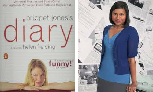 Bridget Jones's Diary book cover and Kelly from The Office