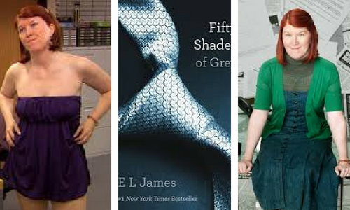 Fifty Shades of Grey book cover and Meredith from The Office