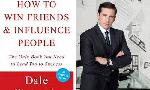 How to Win Friends and Influence People book cover and Michael from The Office