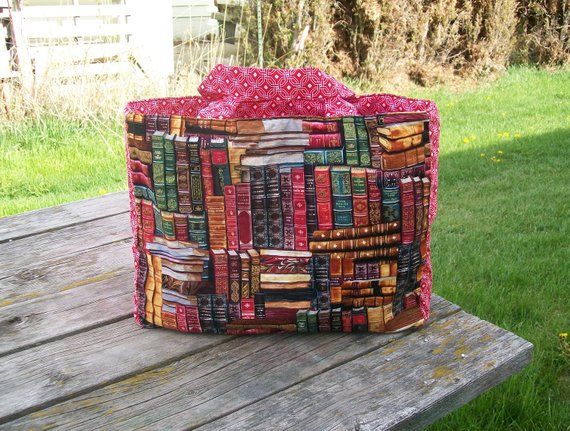 Hand sewn book tote bag