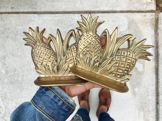 brass pineapple bookends