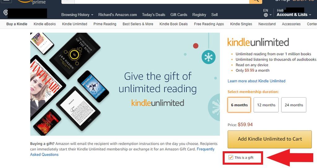 gift kindle book canada