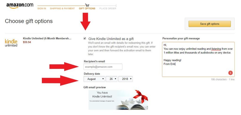 kindle unlimited gift card uk