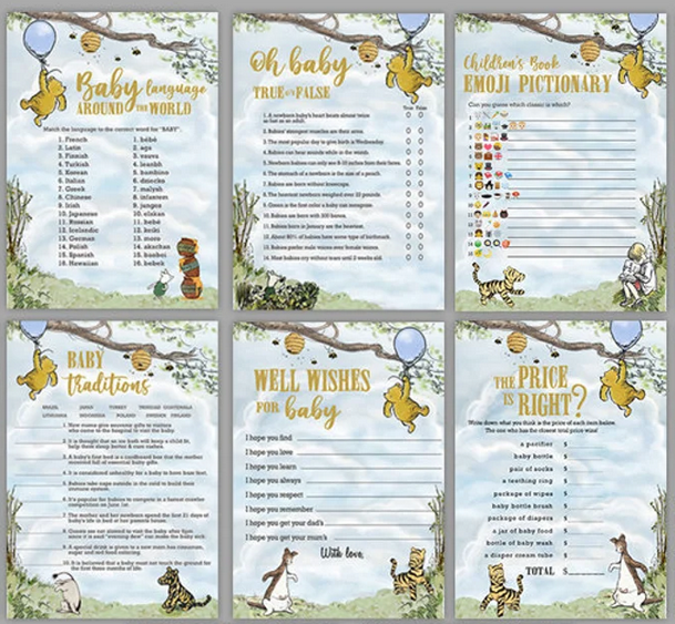 Printable Winnie the Pooh baby shower games