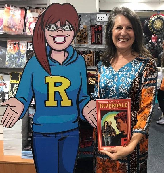 Nancy Silberkleit with Scarlet from Archie Comics