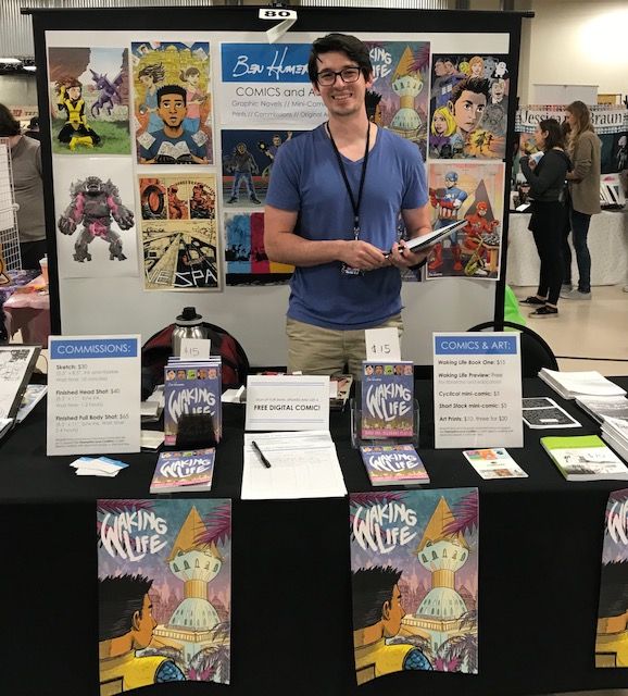 Ben Humeniuk displays his comics at STAPLE! 2018