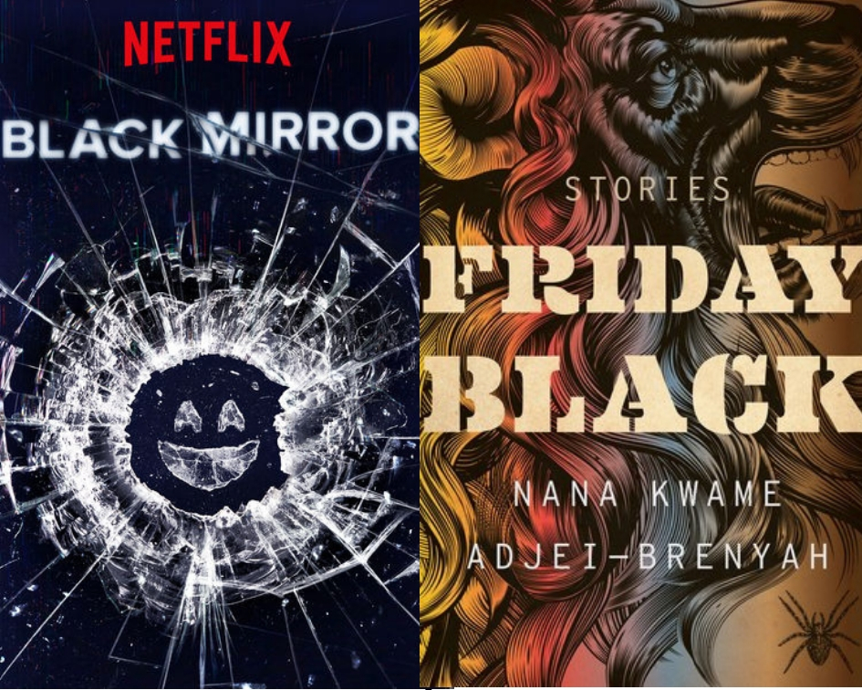 Black Mirror poster and Friday Black cover