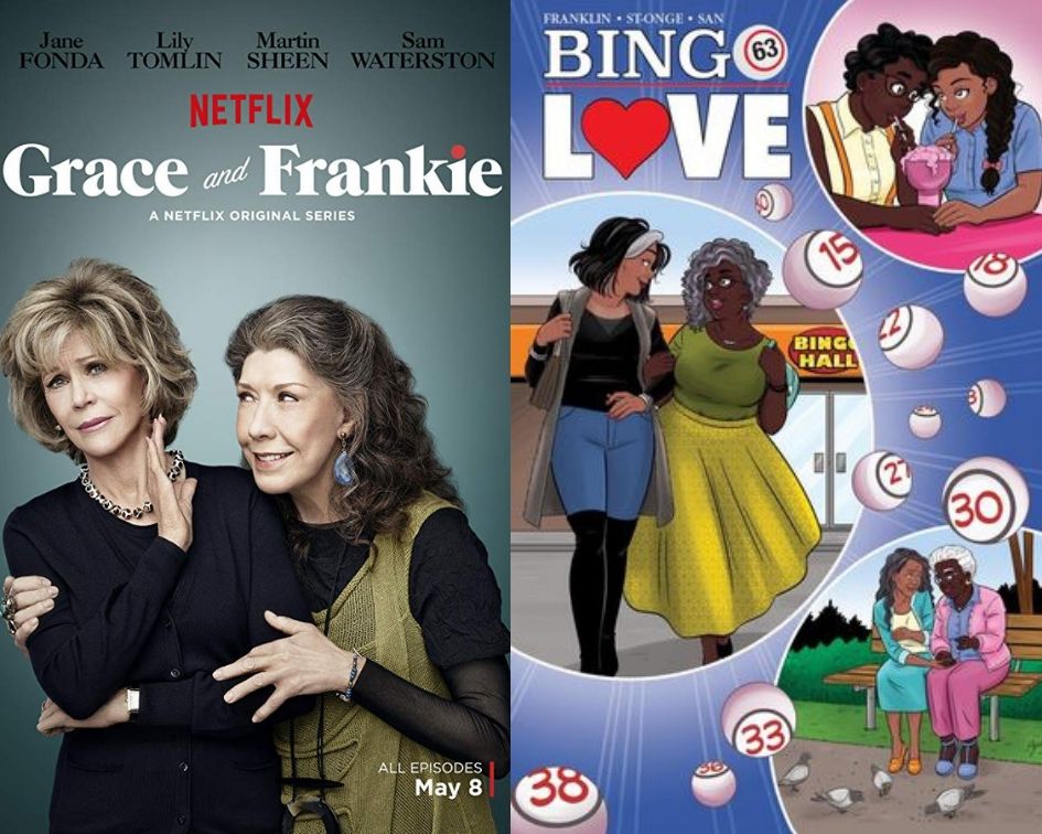 Grace and Frankie poster and Bingo Love cover