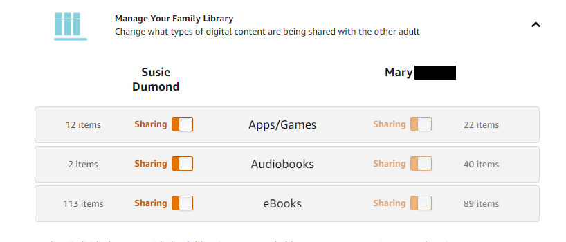 Screen shot - Kindle Family Library