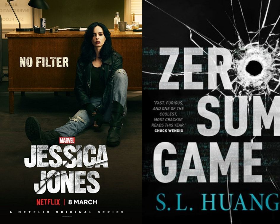 Jessica Jones poster and Zero Sum Game cover