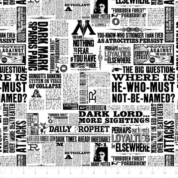 Harry Potter custom newsprint fabric