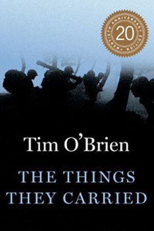 cover of The Things They Carried by Tim O'Brien; image of outline of soldiers moving through a jungle at night