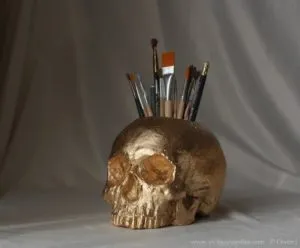 gold skull gifts for english teachers pen holder