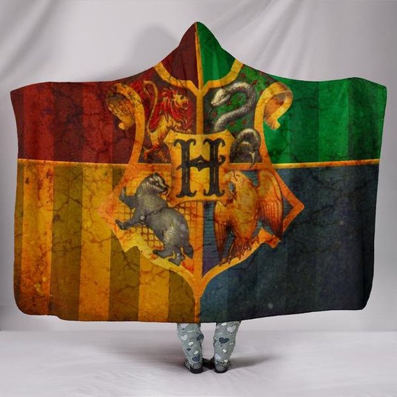 hogwarts crests hooded blanket