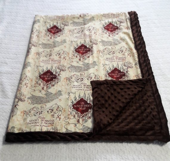 marauders map minky throw blanket