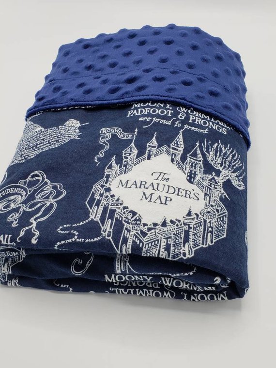 minky flannel marauders map blanket