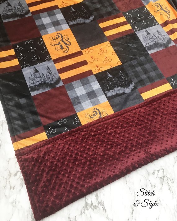 minky gryffindor harry potter blanket