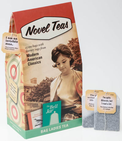 literary tea gift set with modern American classics on package
