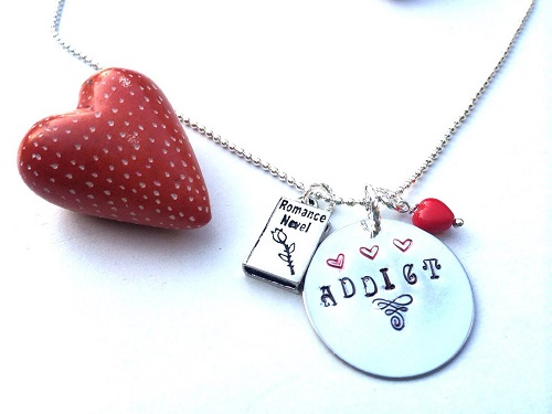 romance novel addict necklace bookish jewelry romance reader gifts