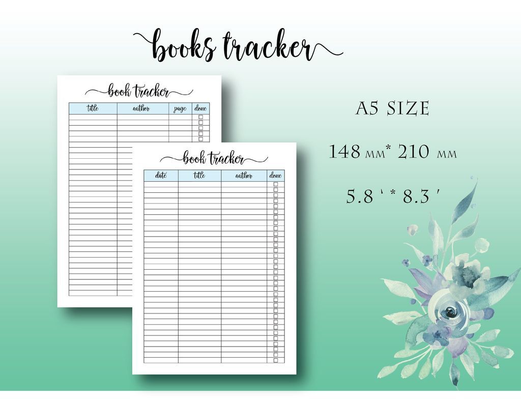 book tracker bullet journal printable