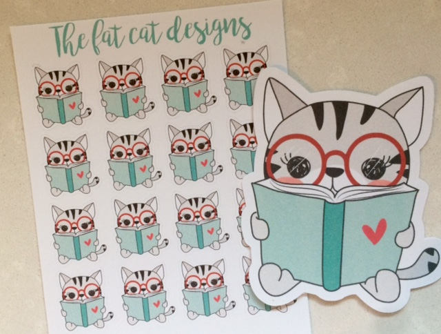 Cats reading stickers