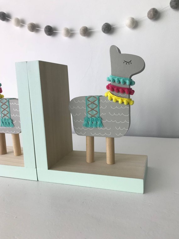 Wood Llama Kids Bookends