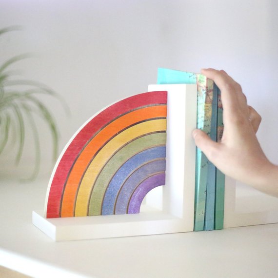 Shimmery Rainbow Kids Bookend