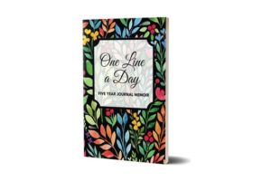 One line a day journal with a bright, floral cover