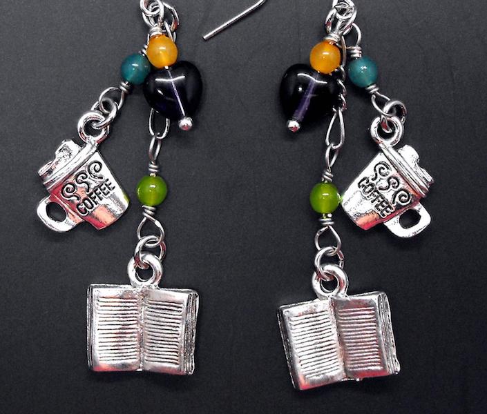 Book and Coffee Earrings