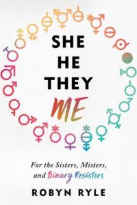 She/He/They/Me book cover - various gender symbols